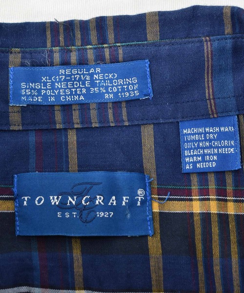 VINTAGE(ヴィンテージ)の「【ヴィンテージ古着】80's TOWN CRAFT / タウンクラフト 長袖 ボタンダウン チェックシャツ(シャツ/ブラウス・メンズ・ネイビー・X-LARGE)」の3枚目の写真
