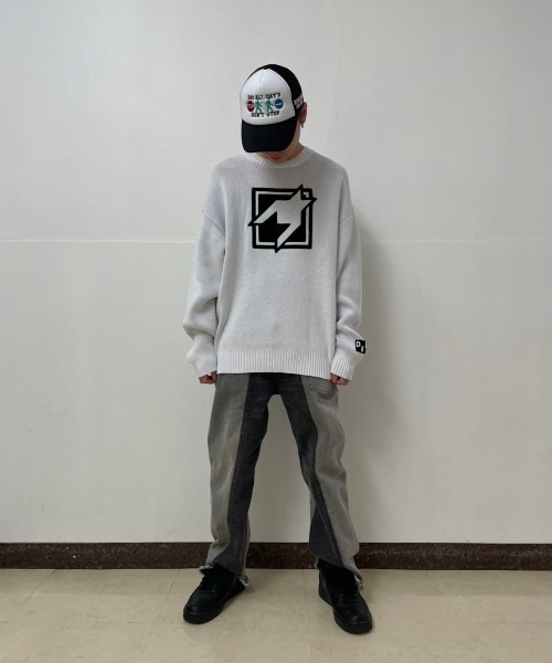DANKE SCHON（ダンケシェーン）の「Dankeschon/ダンケシェーン/CHIDORI SIDEZIP CLEWNECK（ニット/セーター・メンズ・ブラック/ホワイト・F）」の20枚目の写真