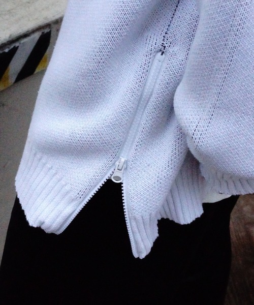 DANKE SCHON（ダンケシェーン）の「Dankeschon/ダンケシェーン/CHIDORI SIDEZIP CLEWNECK（ニット/セーター・メンズ・ブラック/ホワイト・F）」の8枚目の写真