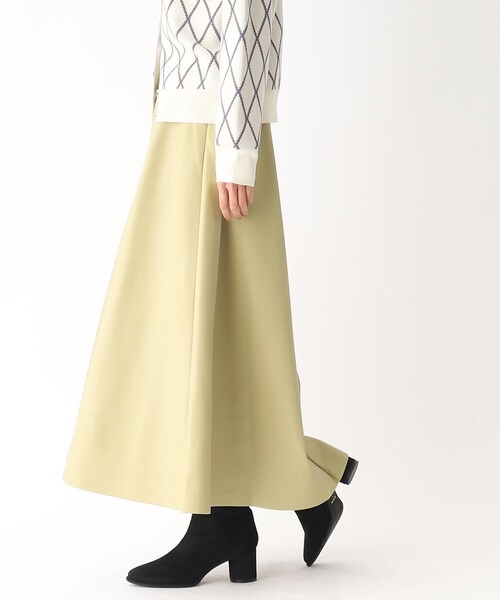 OPAQUE.CLIP（オペークドットクリップ）の「◆シンセティックレザー フレアスカート（スカート・レディース・サンドベージュ/グリーン/ブラック・36/38/42/40）」の4枚目の写真