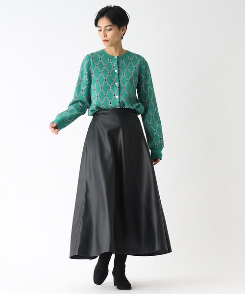 OPAQUE.CLIP（オペークドットクリップ）の「◆シンセティックレザー フレアスカート（スカート・レディース・サンドベージュ/グリーン/ブラック・36/38/42/40）」の18枚目の写真