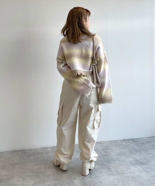 w closet(ダブルクローゼット)の「コットンカーゴパンツ(カーゴパンツ・レディース・カーキ/キナリ/ブラック・FREE)」の10枚目の写真