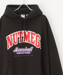 GOOD WEAR x NUTMEG ビッグシルエット ラインリブ 裏起毛プルオーバーパーカー