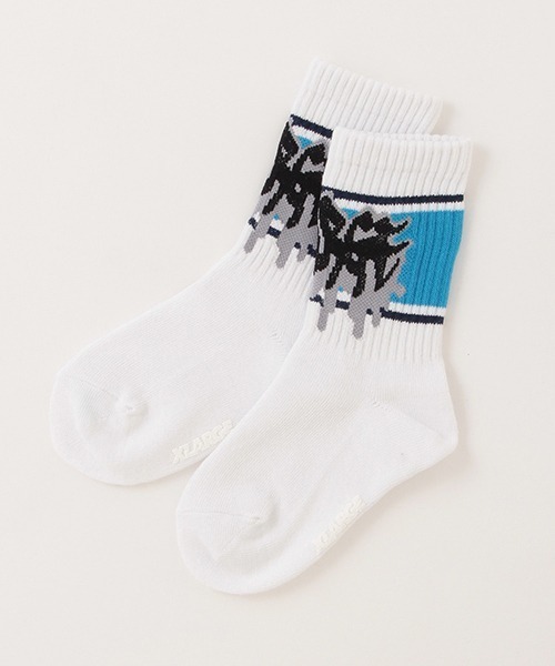 XLARGE KIDS(エクストララージキッズ)の「スプレーロゴラインソックス【日本製】(ソックス/靴下・キッズ・グリーン/ブルー/パープル・19-21cm/17-19cm/15-17cm/13-15cm)」の3枚目の写真