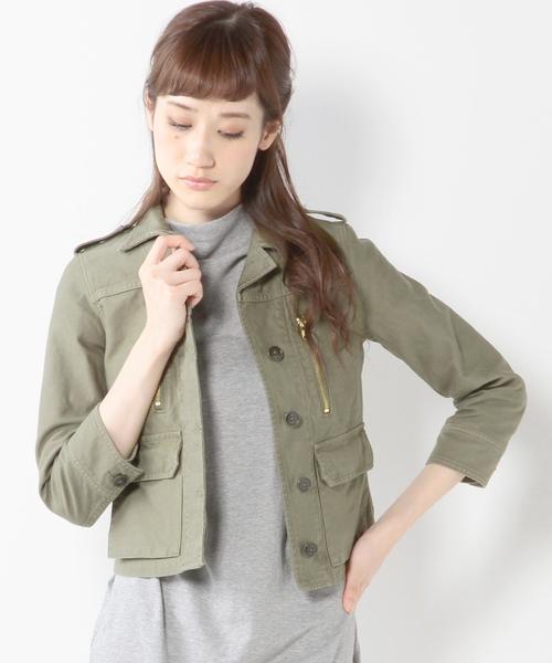Jewel Changes（ジュエルチェンジズ）の「JC バックサテン チビブルゾン 7 / ミリタリー（ミリタリージャケット・レディース・オリーブ/ネイビー・38/36/40）」の17枚目の写真