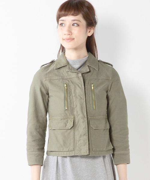 Jewel Changes（ジュエルチェンジズ）の「JC バックサテン チビブルゾン 7 / ミリタリー（ミリタリージャケット・レディース・オリーブ/ネイビー・38/36/40）」の14枚目の写真