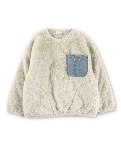 BRANSHES（ブランシェス）の「【あったか】ボア×デニムポケットトレーナー（スウェット・キッズ・ブラック/アイボリー・100/150/160/130/110/140/120）」の11枚目の写真