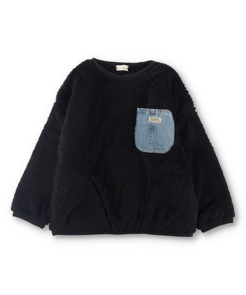 BRANSHES（ブランシェス）の「【あったか】ボア×デニムポケットトレーナー（スウェット・キッズ・ブラック/アイボリー・100/150/160/130/110/140/120）」の20枚目の写真