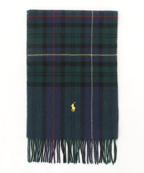 POLO RALPH LAUREN（ポロ ラルフ ローレン）の「プラッド フリンジ ウール マフラー（ストール/ショール・メンズ・ブルー・ONE）」の2枚目の写真