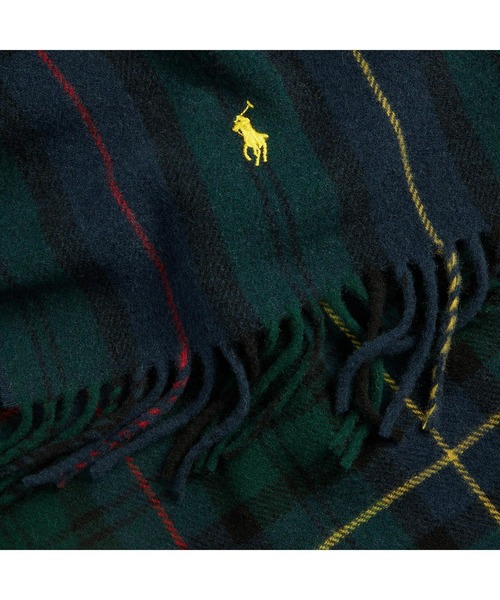 POLO RALPH LAUREN（ポロ ラルフ ローレン）の「プラッド フリンジ ウール マフラー（ストール/ショール・メンズ・ブルー・ONE）」の3枚目の写真