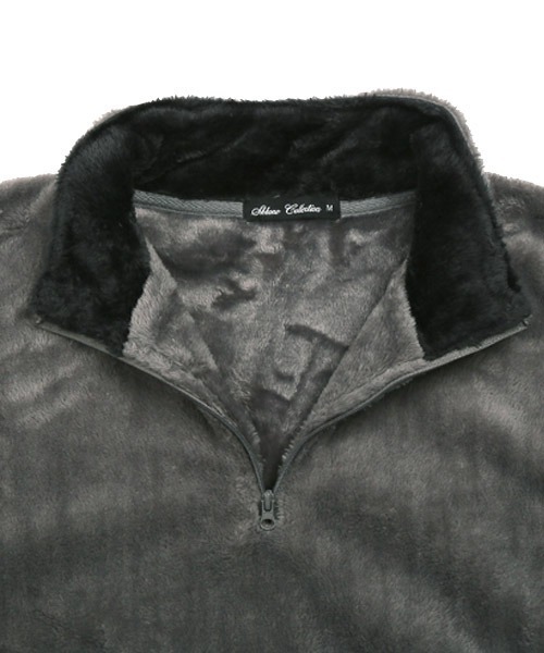 LUXSTYLE（ラグスタイル）の「ハーフZIPシャギーボアトレーナー（スウェット・メンズ・チャコール/ブラック・M/L/XL）」の4枚目の写真