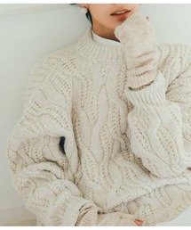 ＩＥＤＩＴ　ふんわり起毛がやわらかな　変形ケーブルニットプルオーバー