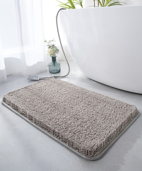 セール】無地のシンプル超ロングパイル吸水バスマット/玄関