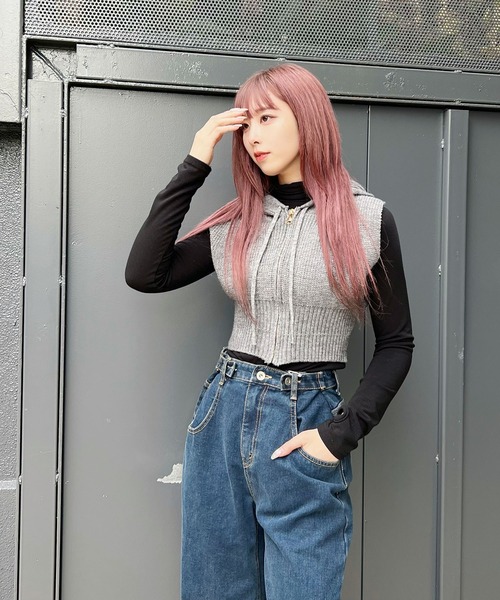 Figments（フィグメンツ）の「フードZIPベスト（ベスト・レディース・ブラック/グレー・FREE）」の14枚目の写真
