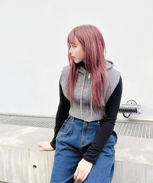 Figments（フィグメンツ）の「フードZIPベスト（ベスト・レディース・ブラック/グレー・FREE）」の16枚目の写真