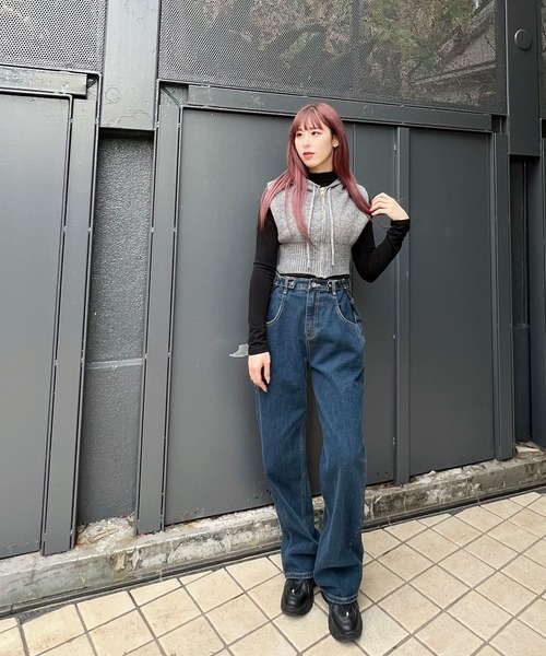 Figments（フィグメンツ）の「フードZIPベスト（ベスト・レディース・ブラック/グレー・FREE）」の18枚目の写真