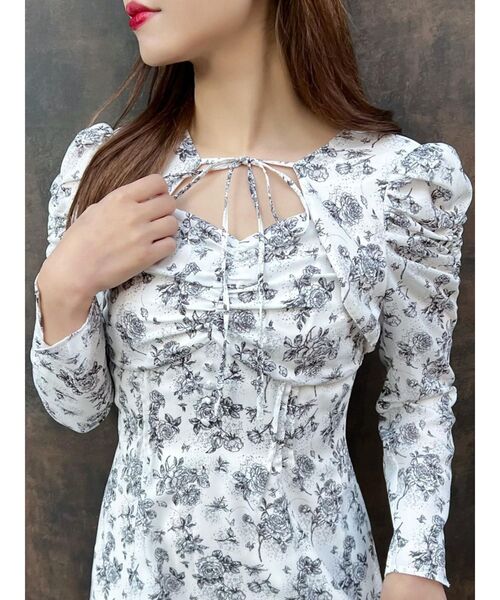 EATME（イートミー）の「トワルドジュイプリントマキシワンピース（ワンピース・レディース・ブラック/オフホワイト/グレー・SMALL/MEDIUM）」の2枚目の写真