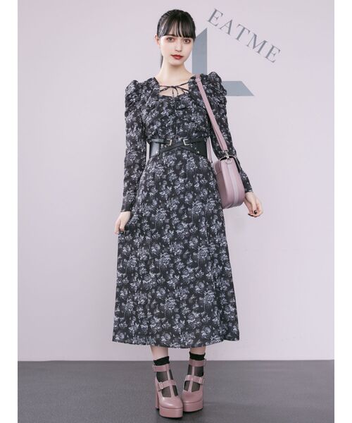 EATME（イートミー）の「トワルドジュイプリントマキシワンピース（ワンピース・レディース・ブラック/オフホワイト/グレー・SMALL/MEDIUM）」の15枚目の写真