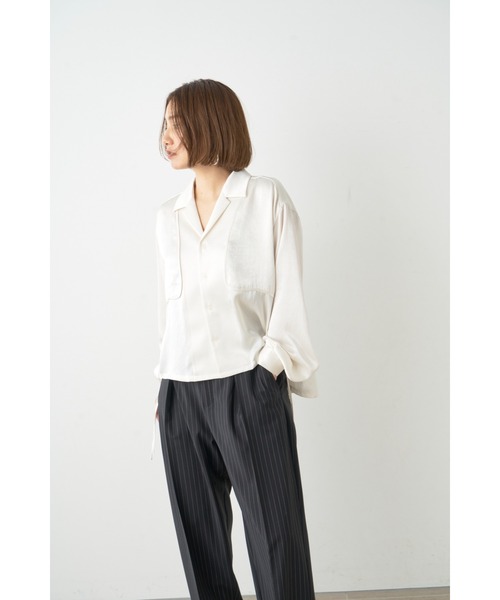 Theory 21SS 完売 ウォッシャブル とろみ素材 開襟シャツ MIESROHE（ミースロエ）の「とろみ開襟シャツブラウス【ウォッシャブル