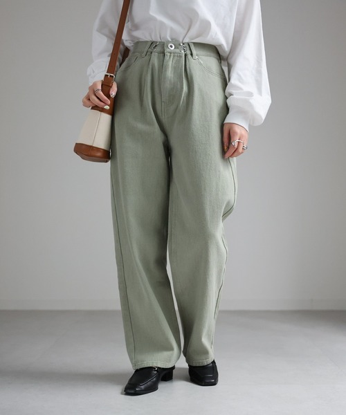 sakishimatokyo(サキシマトーキョー)の「クリップタックパンツ(デニムパンツ・レディース・ベージュ/ブラック/カーキ/オフホワイト・M/L)」の20枚目の写真