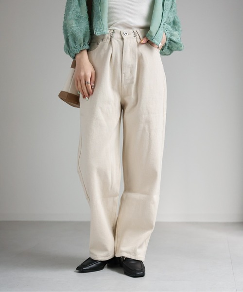 sakishimatokyo(サキシマトーキョー)の「クリップタックパンツ(デニムパンツ・レディース・ベージュ/ブラック/カーキ/オフホワイト・M/L)」の22枚目の写真