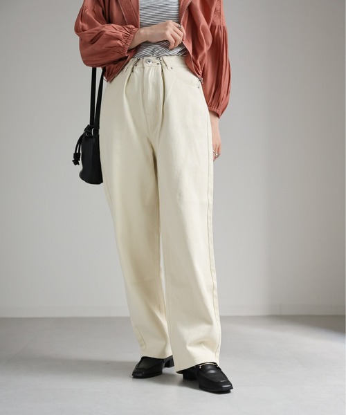 sakishimatokyo(サキシマトーキョー)の「クリップタックパンツ(デニムパンツ・レディース・ベージュ/ブラック/カーキ/オフホワイト・M/L)」の15枚目の写真