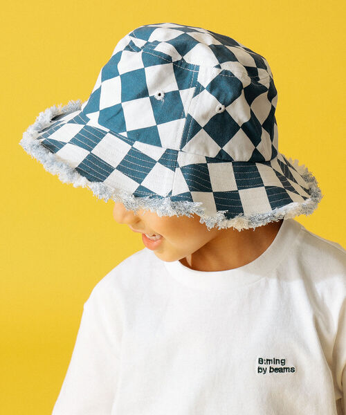 B:MING by BEAMS（ビーミングバイビームス）の「B:MING by BEAMS / ダイヤ柄 バケットハット（ハット・キッズ・ネイビー/オレンジ・ONE SIZE）」の2枚目の写真
