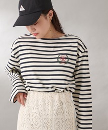 GEVACO | 【GEVACO／ゲバコ】ヘビー天竺ボートネック刺繍ボーダー長袖Tee(Tシャツ/カットソー)