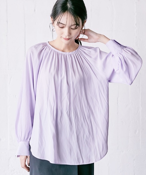 Days(デイズ)の「【Oeillet】ギャザーサテンブラウス(ウイエ)(シャツ/ブラウス・レディース・パープル/アイボリー/ライトグレー・LL/L/M)」の18枚目の写真