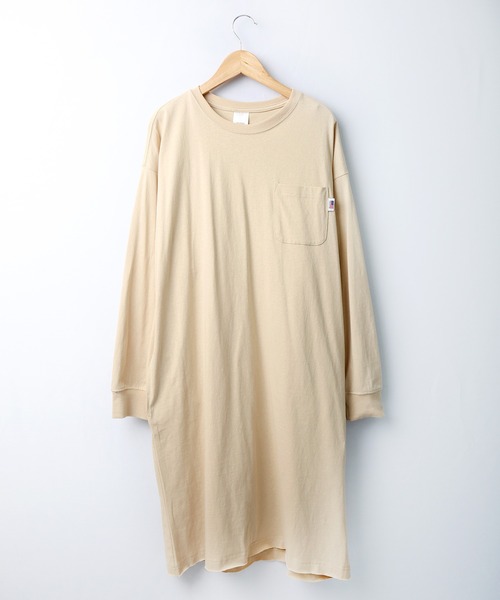 spiritoso(スピリトーゾ)の「SPIRITOSO USAコットン ロンTワンピース(ワンピース・レディース・ブルー系/ブラック/ベージュ/ホワイト/パープル/カーキ・FREE)」の16枚目の写真