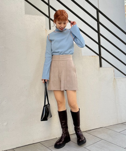 HELLO.SANFRANCISCO（ハローサンフランシスコ）の「【HELLO.SANFRANCISCO/ハローサンフランシスコ】レースアップリブタートル（Tシャツ/カットソー・レディース・オレンジ/スカイブルー・FREE）」の8枚目の写真