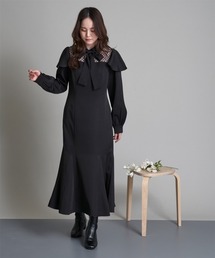 A de a.v.v | 肩フリルチュールドッキングマーメイドワンピース(ドレス)