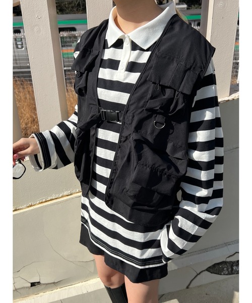 WC（ダブル シー）の「ミリタリーポケットベスト（ベスト・レディース・ピンク/ブラック・FREE）」の6枚目の写真