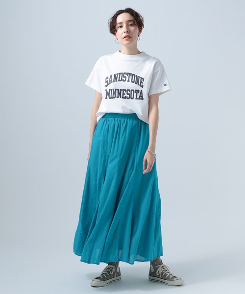 Champion(チャンピオン)の「【Champion(チャンピオン)】別注ロゴTSS(Tシャツ/カットソー・レディース・オフホワイト/ブラック/オートミール/ブルー・FREE)」の10枚目の写真