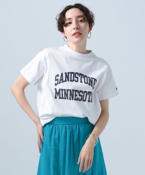 Champion(チャンピオン)の「【Champion(チャンピオン)】別注ロゴTSS(Tシャツ/カットソー・レディース・オフホワイト/ブラック/オートミール/ブルー・FREE)」の14枚目の写真