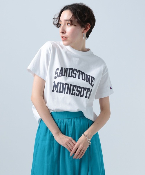 Champion(チャンピオン)の「【Champion(チャンピオン)】別注ロゴTSS(Tシャツ/カットソー・レディース・オフホワイト/ブラック/オートミール/ブルー・FREE)」の20枚目の写真