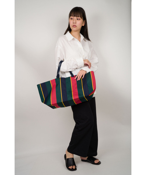 HOLLINGWORTH COUNTRY OUTFITTERS(ホリングワース カントリーアウトフィッターズ)の「【Hollingworth country outfitters/ホリングワース カントリーアウトフィッターズ】ラージトートバッグ ストライプ(トートバッグ・レディース・ネイビー系・FREE)」の7枚目の写真