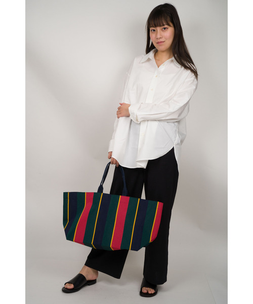 HOLLINGWORTH COUNTRY OUTFITTERS(ホリングワース カントリーアウトフィッターズ)の「【Hollingworth country outfitters/ホリングワース カントリーアウトフィッターズ】ラージトートバッグ ストライプ(トートバッグ・レディース・ネイビー系・FREE)」の9枚目の写真