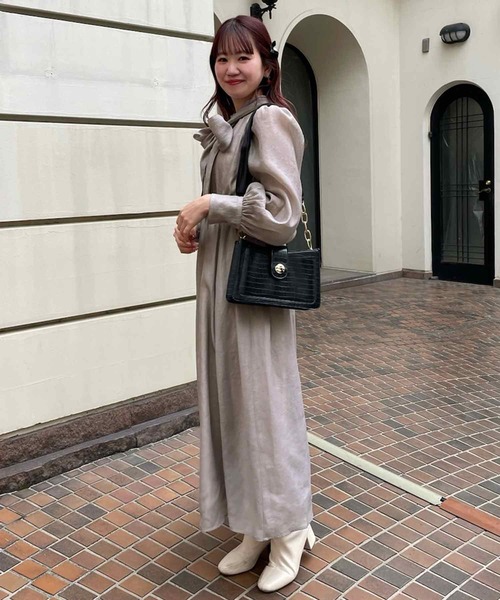 one after another NICE CLAUP(ワンアフターアナザーナイスクラップ)の「【スタッフ考案】ボウタイロングワンピース(ワンピース・レディース・アイボリー/ピンク/モカ・FREE)」の11枚目の写真