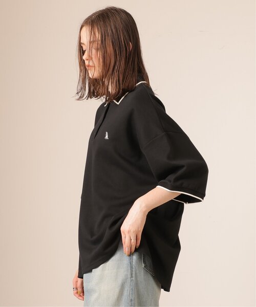 DOUBLE NAME（ダブルネーム）の「ミニ恐竜ワッペンポロシャツ（ポロシャツ・レディース・キナリ/グリーン/ブラック・FREE）」の4枚目の写真