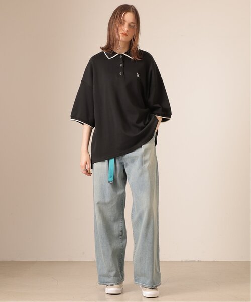 DOUBLE NAME（ダブルネーム）の「ミニ恐竜ワッペンポロシャツ（ポロシャツ・レディース・キナリ/グリーン/ブラック・FREE）」の5枚目の写真