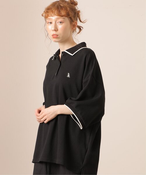 DOUBLE NAME（ダブルネーム）の「ミニ恐竜ワッペンポロシャツ（ポロシャツ・レディース・キナリ/グリーン/ブラック・FREE）」の6枚目の写真