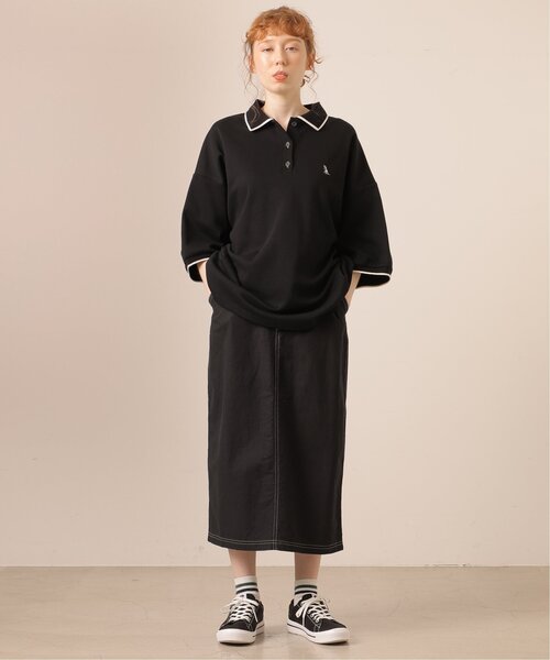 DOUBLE NAME（ダブルネーム）の「ミニ恐竜ワッペンポロシャツ（ポロシャツ・レディース・キナリ/グリーン/ブラック・FREE）」の7枚目の写真