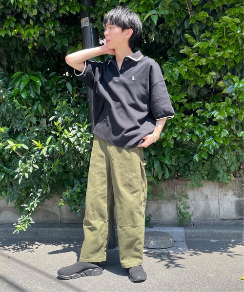 DOUBLE NAME（ダブルネーム）の「ミニ恐竜ワッペンポロシャツ（ポロシャツ・レディース・キナリ/グリーン/ブラック・FREE）」の8枚目の写真