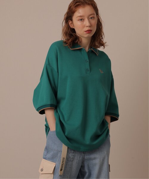 DOUBLE NAME（ダブルネーム）の「ミニ恐竜ワッペンポロシャツ（ポロシャツ・レディース・キナリ/グリーン/ブラック・FREE）」の3枚目の写真