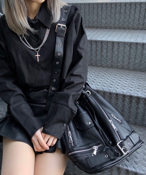 Figments（フィグメンツ）の「ライダース巾着ショルダーバッグ（ショルダーバッグ・レディース・ブラック・FREE）」の9枚目の写真