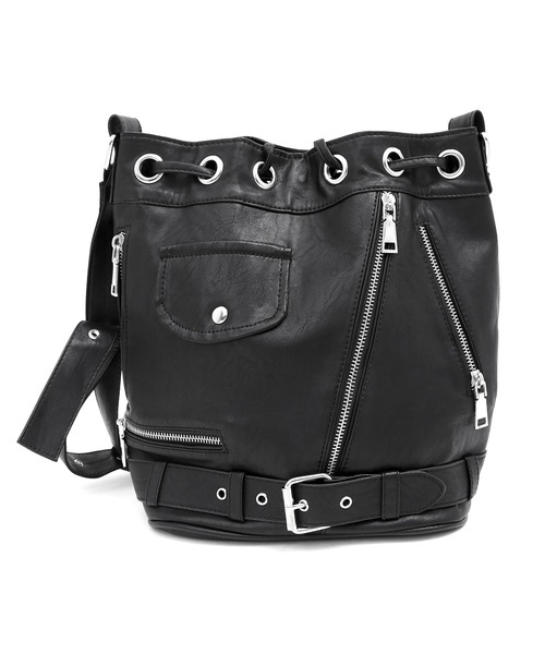 Figments（フィグメンツ）の「ライダース巾着ショルダーバッグ（ショルダーバッグ・レディース・ブラック・FREE）」の12枚目の写真