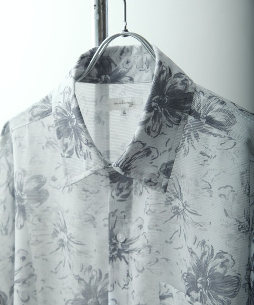 NILWAY（ニルウェイ）の「総柄オーバーサイズメッシュシアーシャツ（シャツ/ブラウス・メンズ・グレー系/ネイビー系/ネイビー系2/ブラック系/ネイビー系1・LARGE/MEDIUM）」の7枚目の写真