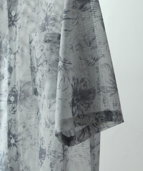 NILWAY（ニルウェイ）の「総柄オーバーサイズメッシュシアーシャツ（シャツ/ブラウス・メンズ・グレー系/ネイビー系/ネイビー系2/ブラック系/ネイビー系1・LARGE/MEDIUM）」の9枚目の写真