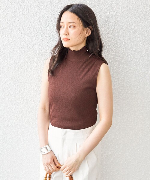 SHIPS(シップス)の「〈手洗い可能〉ドライ テレコ ハイネック ノースリーブ(タンクトップ・レディース・オフホワイト/ブラウン/ネイビー/ライトグリーン・ONE SIZE)」の15枚目の写真
